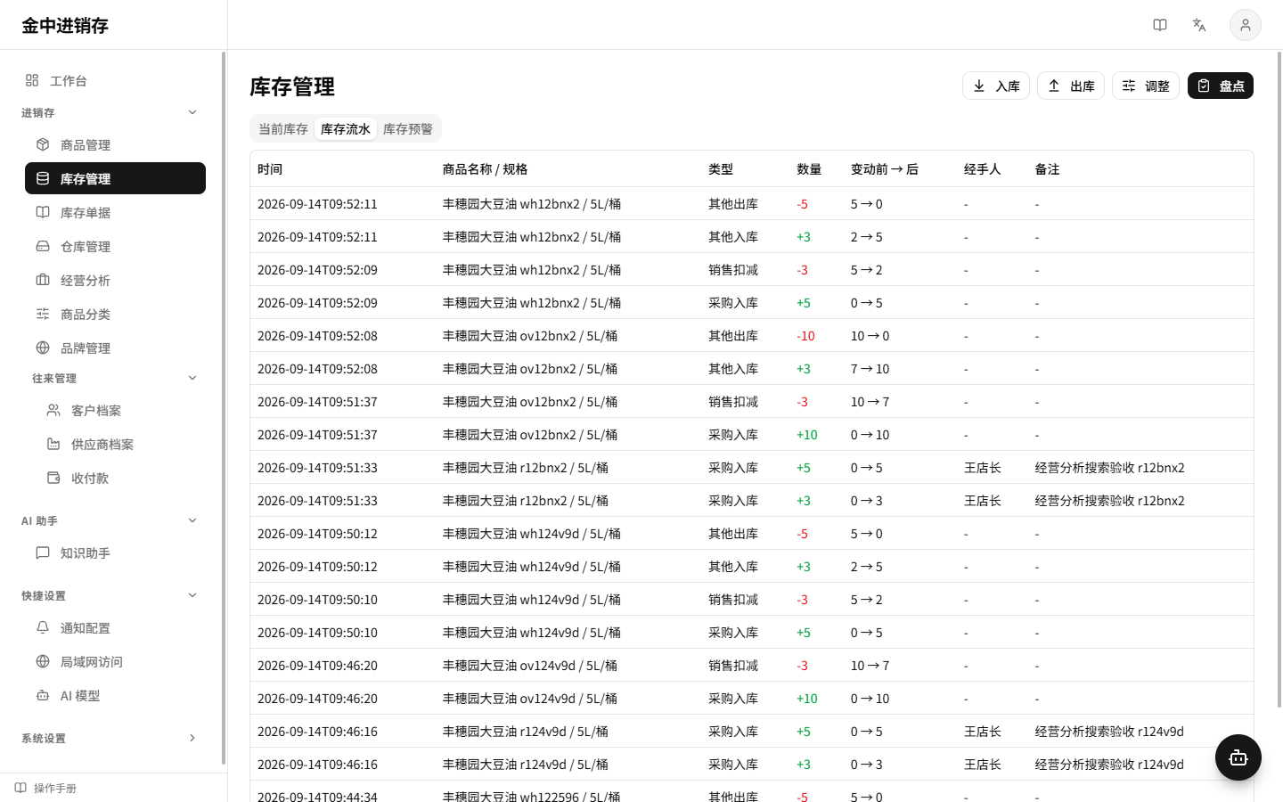 库存流水